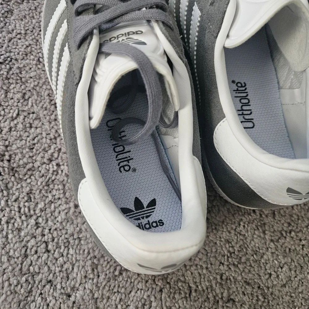 Adidas Gazelle‎ Sneakers Kids 4.5 Suede Low Top Trainers Gray White
